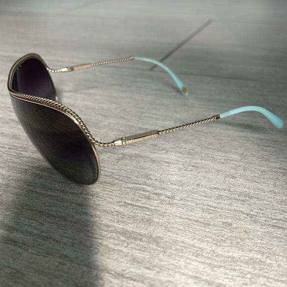 Tiffany & Co. Gold Braided and Signature Blue Women's Sunglasses - Picture 2 of 11